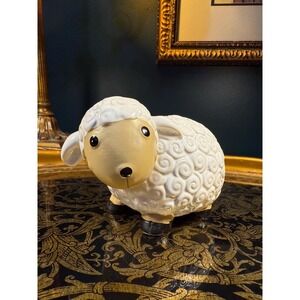 Vintage Ceramic Sheep Coin Bank: Farm Animal Nursery Decor